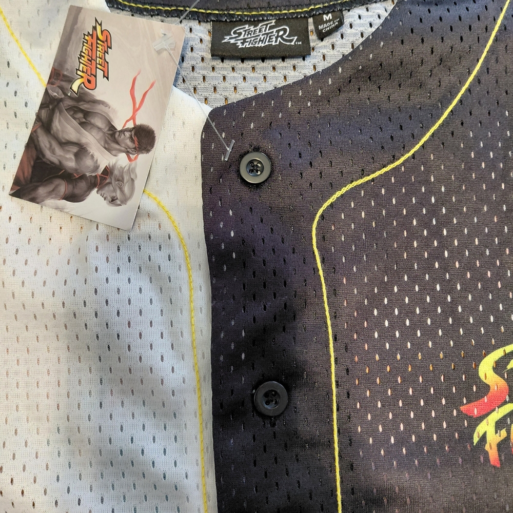 NWT Street Fighter II Mesh Baseball Jersey Capcom Ryu Chun-Li Gaming Medium - Picture 5 of 5